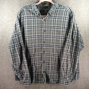 Eddie Bauer Relaxed Fit Flannel Shirt Mens Large Cotton Gray Plaid Long Sleeve‎